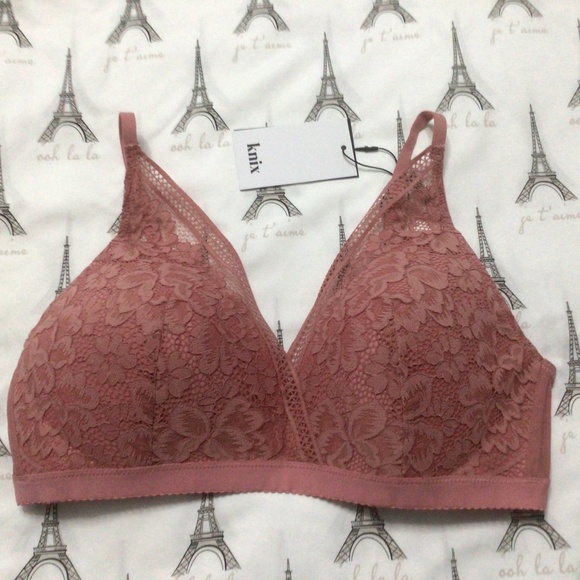 Knix Lace Deep V Bralette Sz XL in Pink Sorbet - Picture 3 of 7